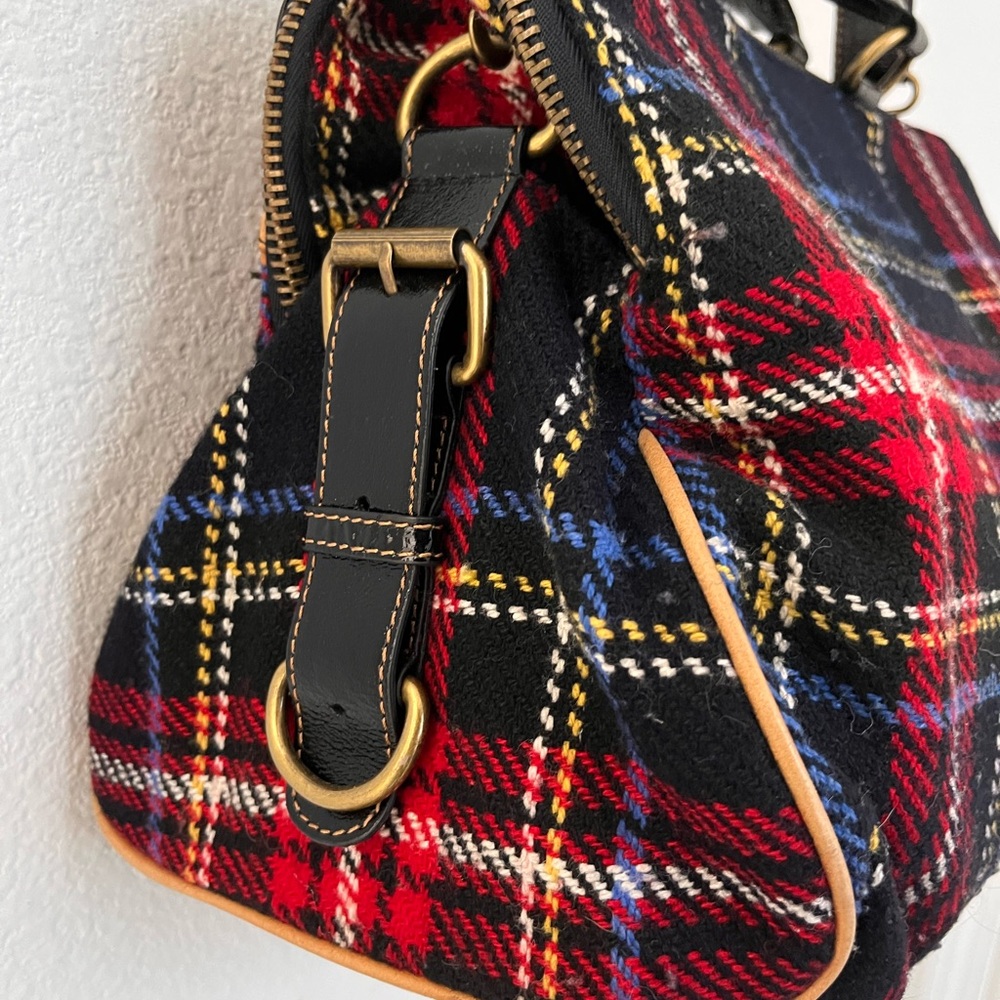 Betsey Johnson Red and Tan Plaid Crossbody Bag - Picture 5 of 11